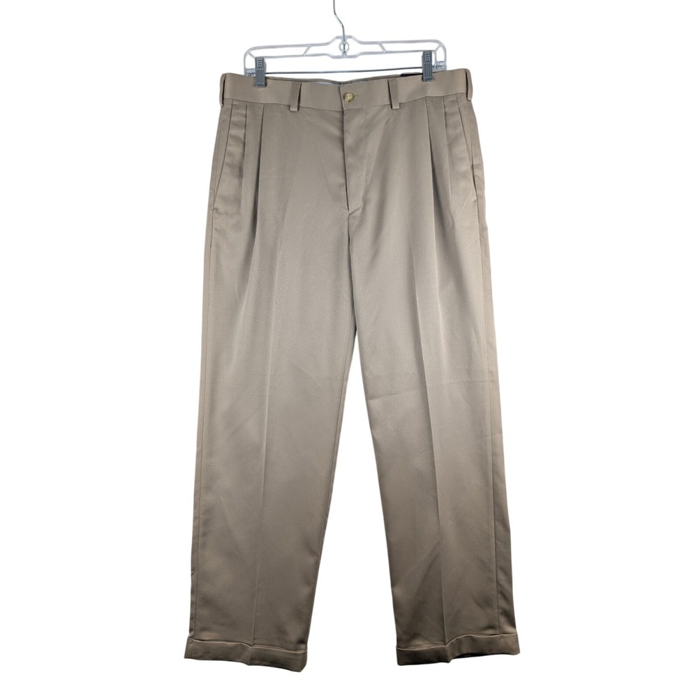 Callaway Golf Pants Mens 34x30 Dune Tan C-Tech Pleated Cuffed Trousers BCSB0147